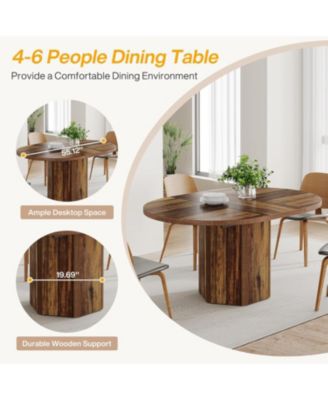 55.12 Inches Oval Dining Table for 4-6 People, Wood Kitchen Table, Rustic Dinner Room Table, Home Furniture Kitchen Table for Kitchen