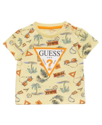 Baby Boys 2-Piece Short All Over Print Short Sleeve T-Shirt and Knit Denim Short Set