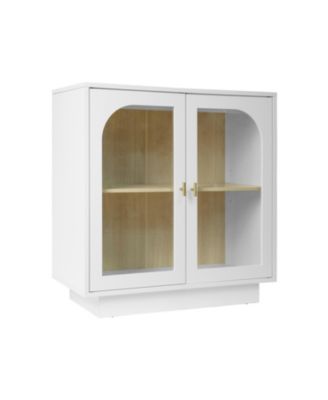Storage Cabinet with Acrylic Door for Living Room 2 Door Storage Cabinet Sideboard Cabinet Entryway Cabinet, White