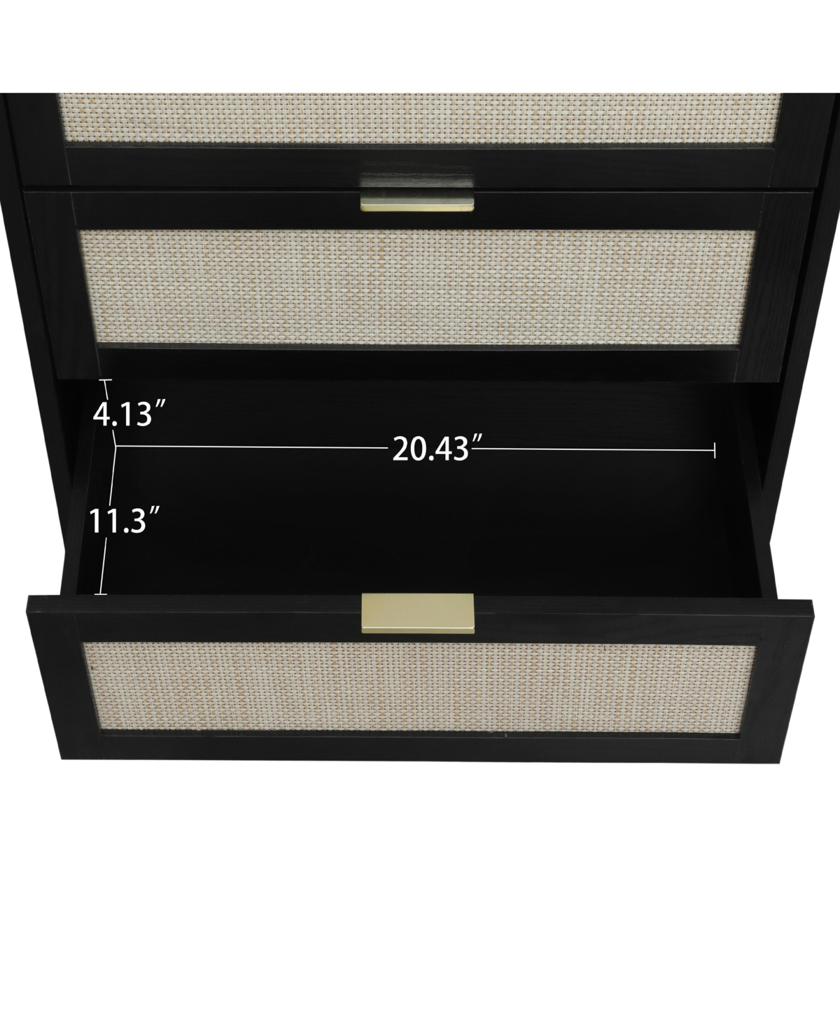 3 Drawer Storage Cabinet Rattan Dressers Chest of Drawers Entryway Cabinet Fluted Nightstand Bedside Table Dresser for Bedroom Living Room, Black