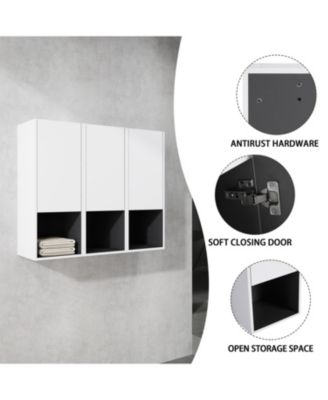 12" Bathroom Side Cabinet,3-Soft Close Doors,Float Mounting Design,123(KD-Packing)