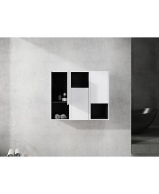 12" Bathroom Side Cabinet,3-Soft Close Doors,Float Mounting Design,123(KD-Packing)