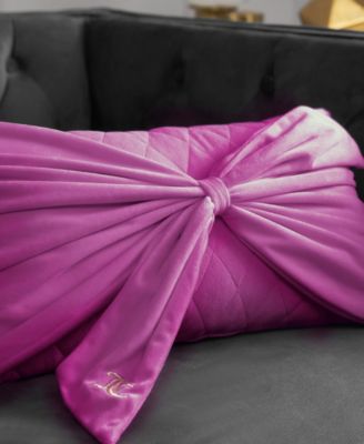 Velvet Bow Decorative Pillow, 10" x 18"