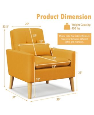 Accent Chair with Lumbar Pillow Rubber Wood Legs Padded Cushions