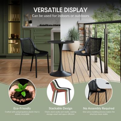 Outdoor Stackable Modern Plastic Dining Chairs (Set of 2)