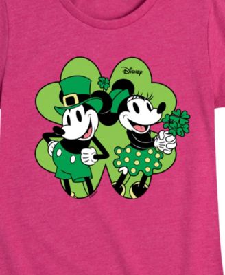 Big Girls Minnie Mickey St Patrick's Day Graphic Short Sleeve T-Shirt
