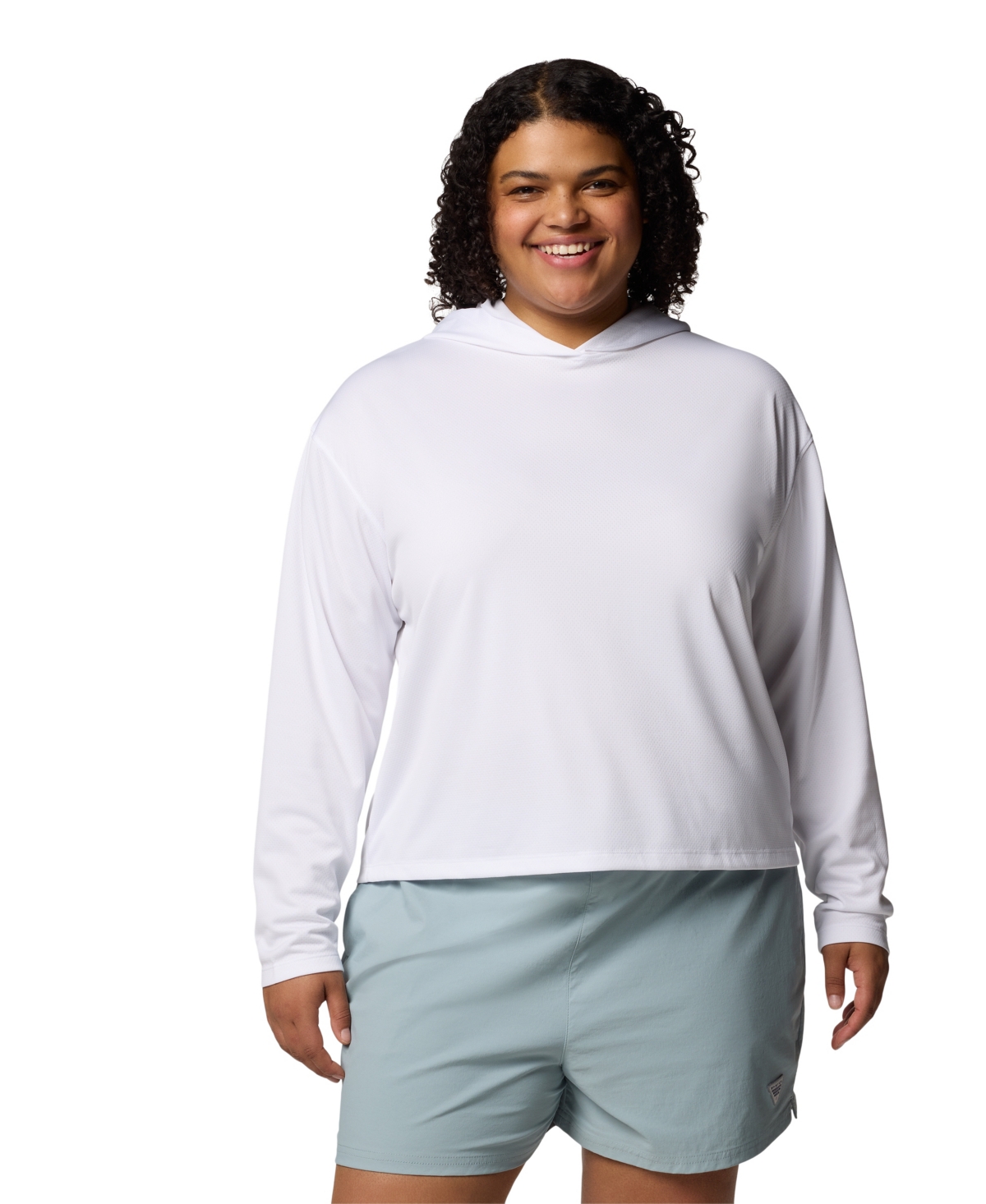 Shop Columbia Plus Size Pfg Solar Stream Long Sleeve Hoodie Top In White
