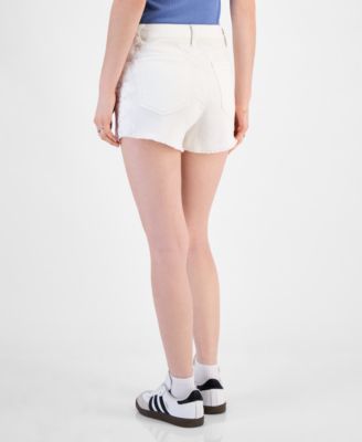 Juniors' Lace-Trimmed Mom Shorts