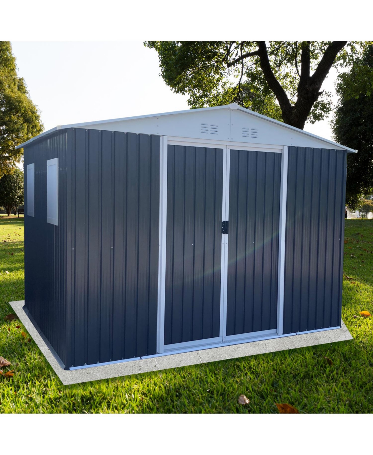 Streamdale Apex Roof Garden Shed (10'x8') with Lockable Door, Windows, and Aluminum Frame