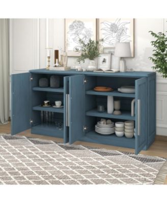 Streamdale  Furniture Antique Sideboard with Adjustable Shelves and Silver Handles