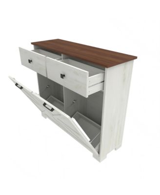 Streamdale Farmhouse Double Tilt-Out Trash Cabinet with Hideaway Drawer