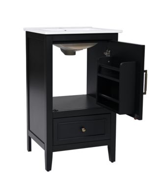  20" Black Vanity with Sink, Cabinet Door & Drawer