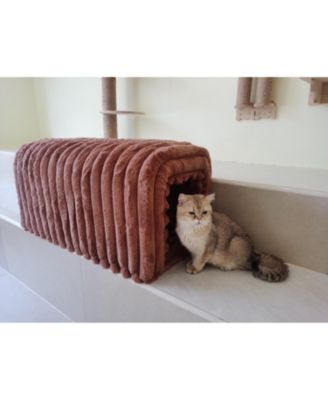 Streamdale Ottoman Storage Bench Pet Supplies Corduroy Bench Cat's nest to hide For the Living Room, Entryway and Bedroom, Brown