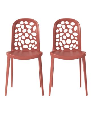 Outdoor Modern Stackable Patio Dining Chairs (Set of 2)