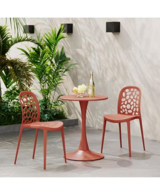 Outdoor Modern Stackable Patio Dining Chairs (Set of 2)