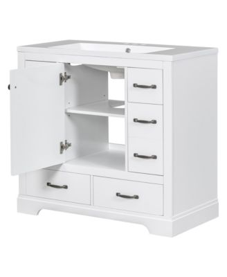 36" Bathroom Vanity with Sink Combo, Six Drawers, Multi-Functional Drawer Divider, Adjustable Shelf