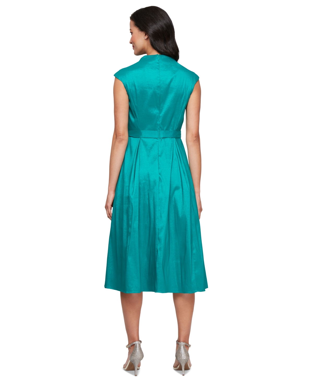 Alex Evenings Stretch Taffeta Cocktail Dress In Hot Teal