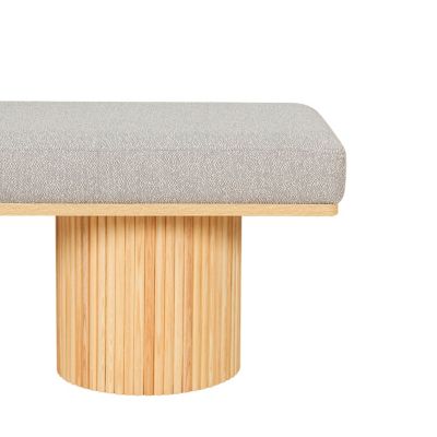 Light Grey Boucle Upholstered Bench with Chunky Legs