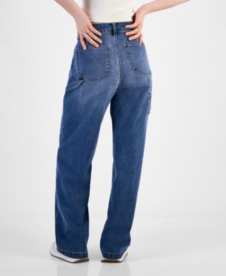 Juniors' Curvy Wide-Leg Carpenter Jeans