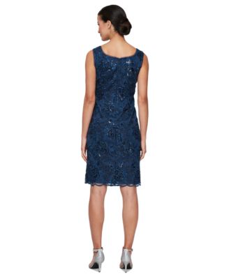 Petite Scallop-Hem Sequin Sheath Dress