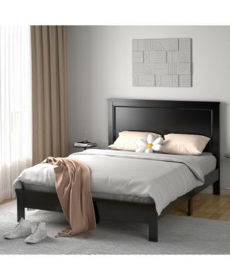 Full Size Platform Slat Bed Frame with High Headboard