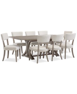 Sadie 9-Pc. Rectangular Dining Set (Table & 8 Upholstered Side Chairs), Created for Macy's