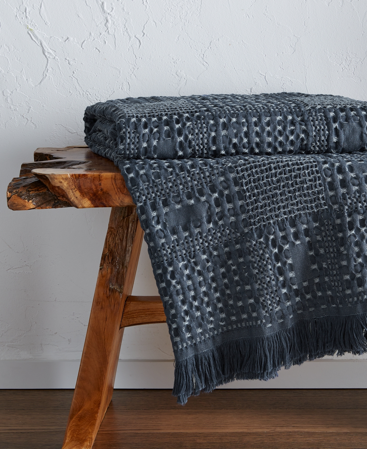 Oake Mixed Waffle Throw, 50" X 60", Exclusively At Macy's In Blue Combo