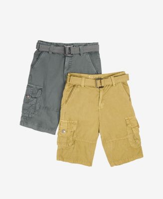 Raw X Big Boys 2 Pack Combo Belted Twill Cargo Shorts 8-18