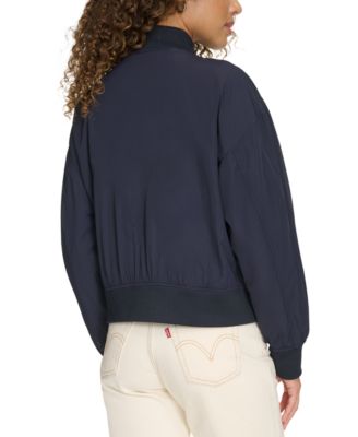 Women's Relaxed Zip-Front Ribbed-Hem Bomber Jacket