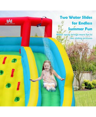 Double-Sided Inflatable Water Slide Park with Climbing Wall Outdoor Playset