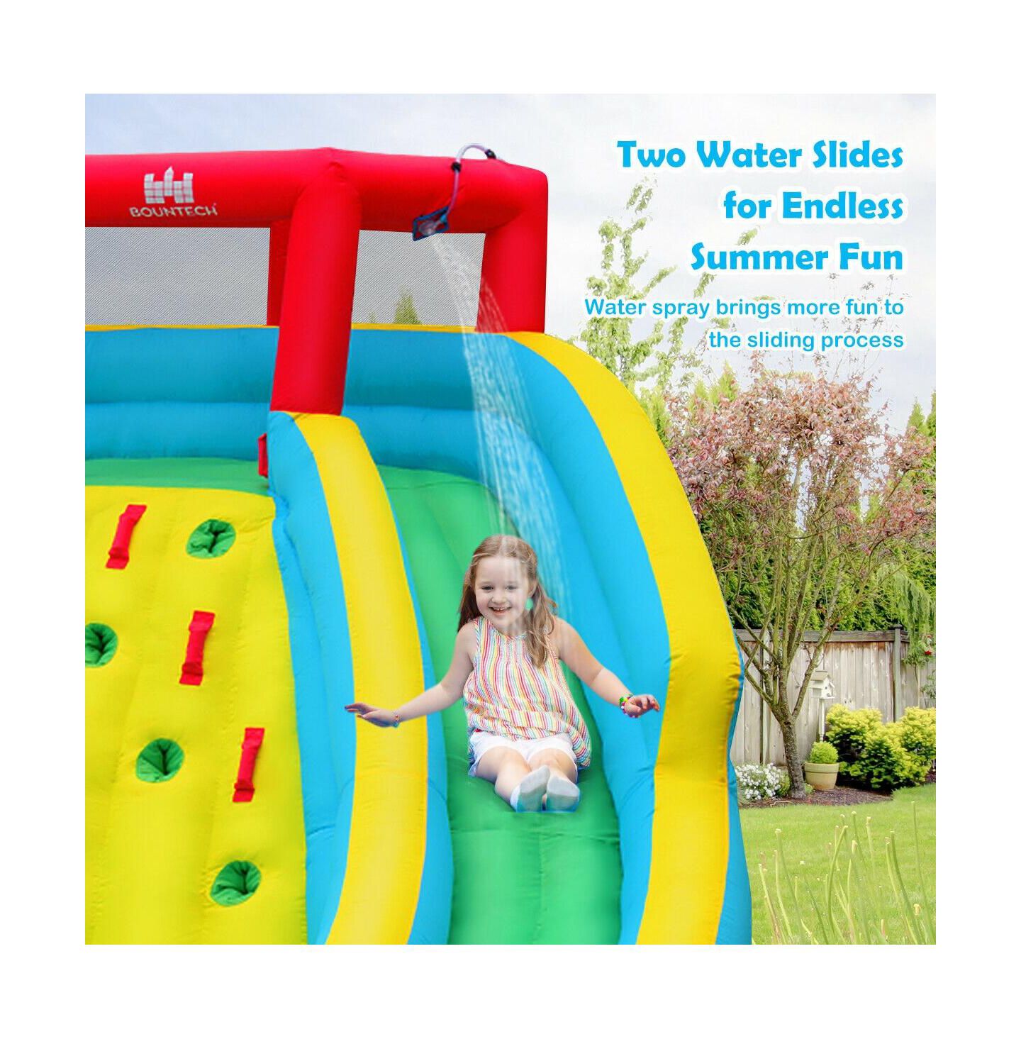 Детская игрушка Slickblue Double-Sided Inflatable Water Slide Park with Climbing Wall and Splash Pool, 178"L x 144"W x 92"H, Ages 3+, цвет: Разноцветный — фото 2