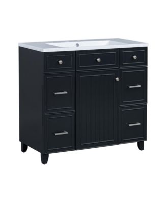 36" Vanity Set with Sink Black Shaker, Soft Close