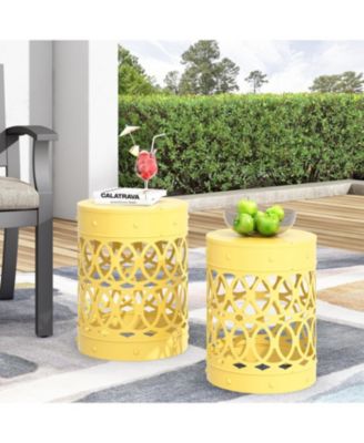 Streamdale Modern Minimalist Side Table Set with Iron Cut Design