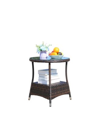 Streamdale Outdoor patio Furniture 1 Round Coffee Table with clear tempered glass