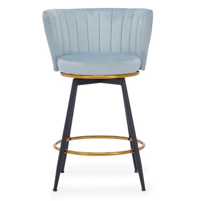 Streamdale Counter Height Swivel Upholstered Barstools, Set of 2, Velvet Fabric