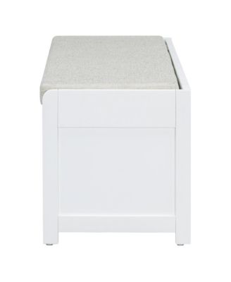 Streamdale Distressed Shutter Storage Bench with Acacia Veneer for Retro Charm for Living Room, Entryway (White)