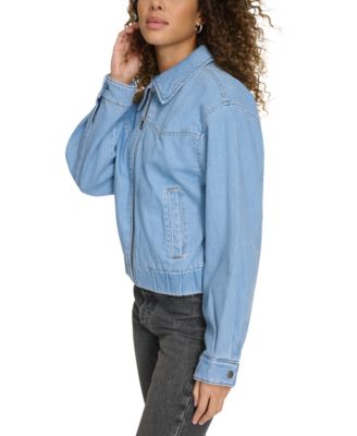 Women's Western Zip-Front Denim Bomber Jacket