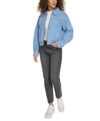 Women's Western Zip-Front Denim Bomber Jacket