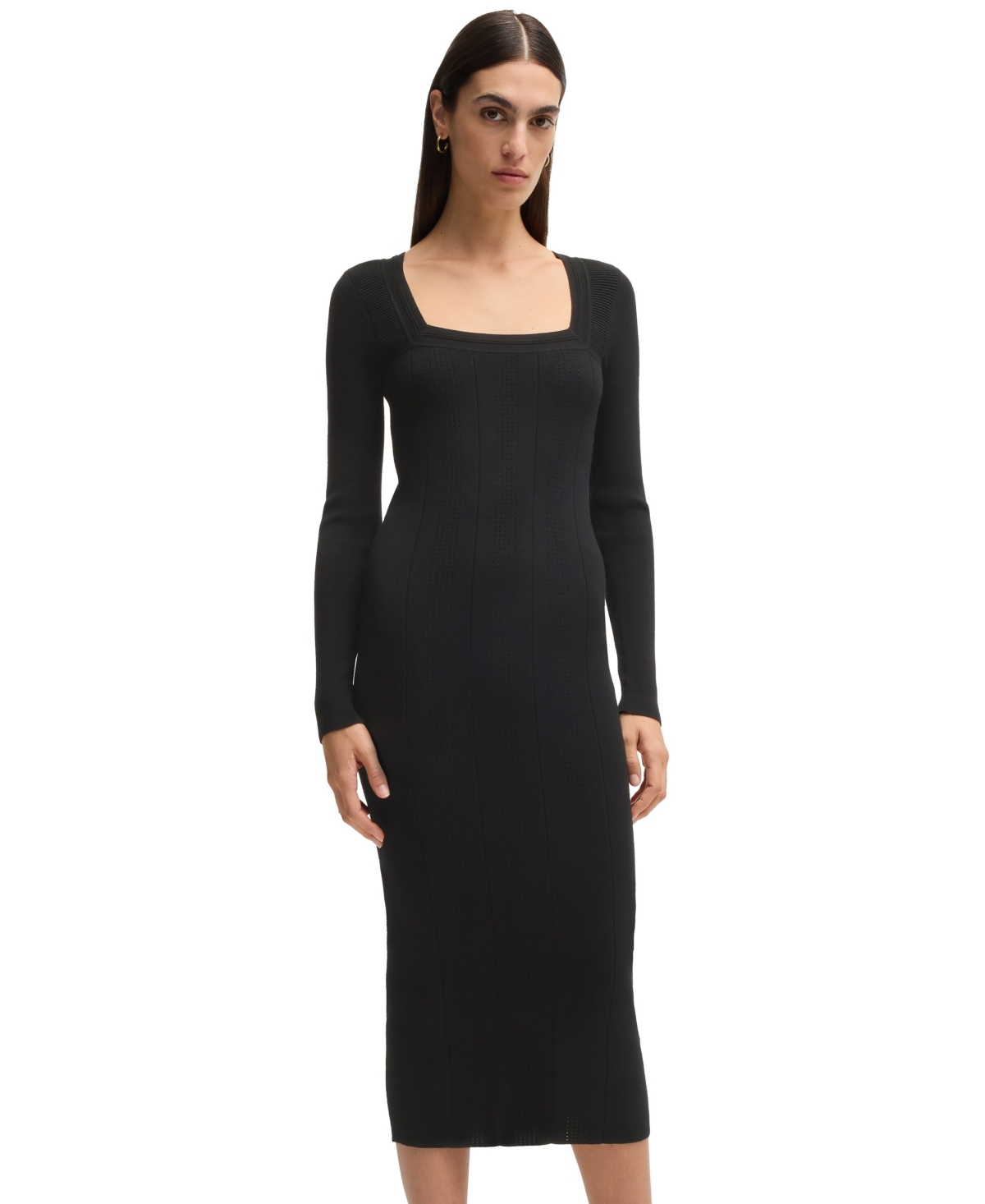 Hugo Boss Knitted Relaxed-fit Dress With Anti-bacterial Finish In Black