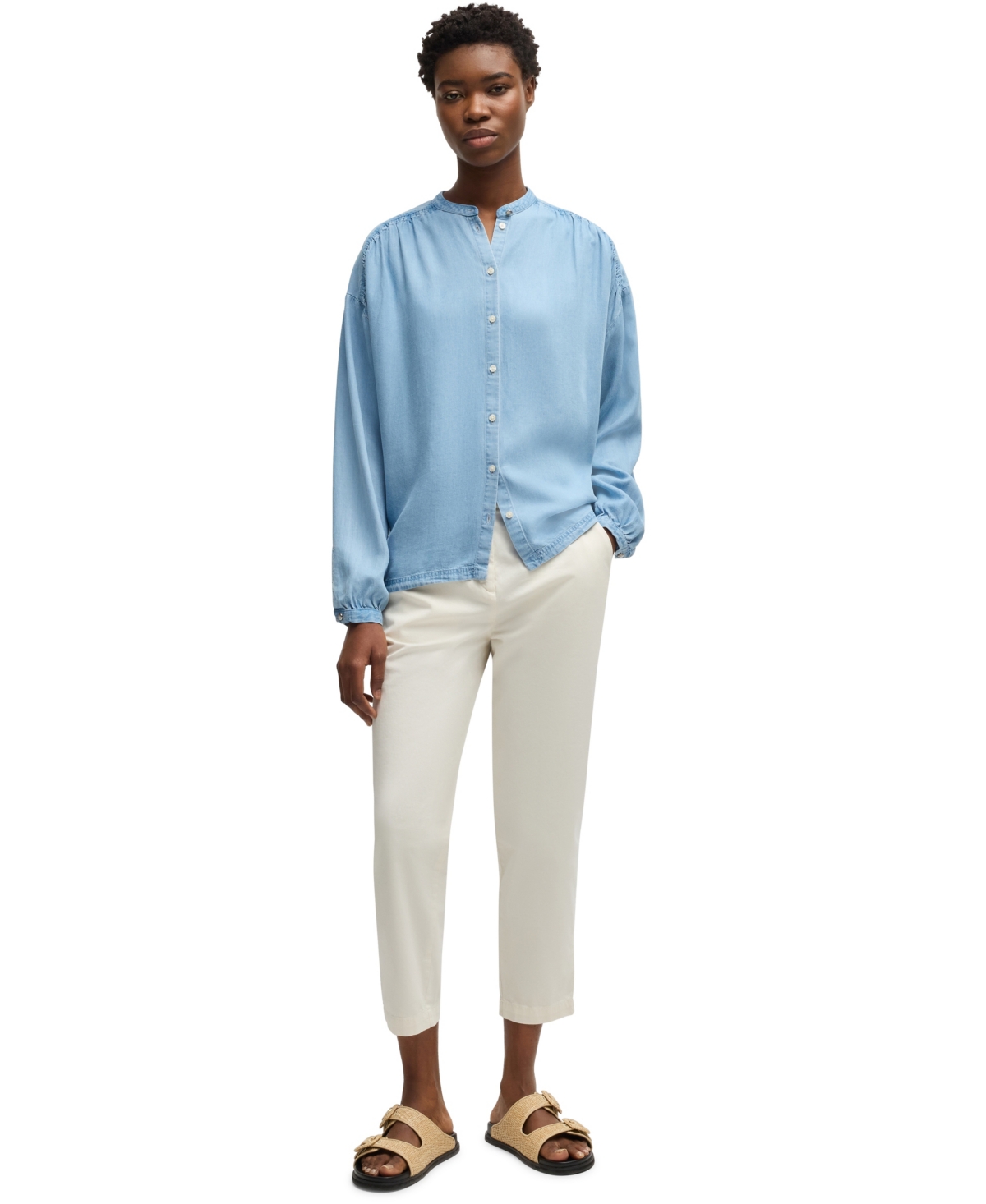 Hugo Boss Boss By  Women's Casual Satin Chino Pants In Open White