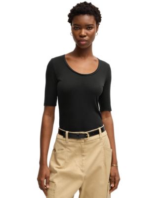 Hugo Boss - BOSS by  Women's Ribbed Scoop Neck T-Shirt