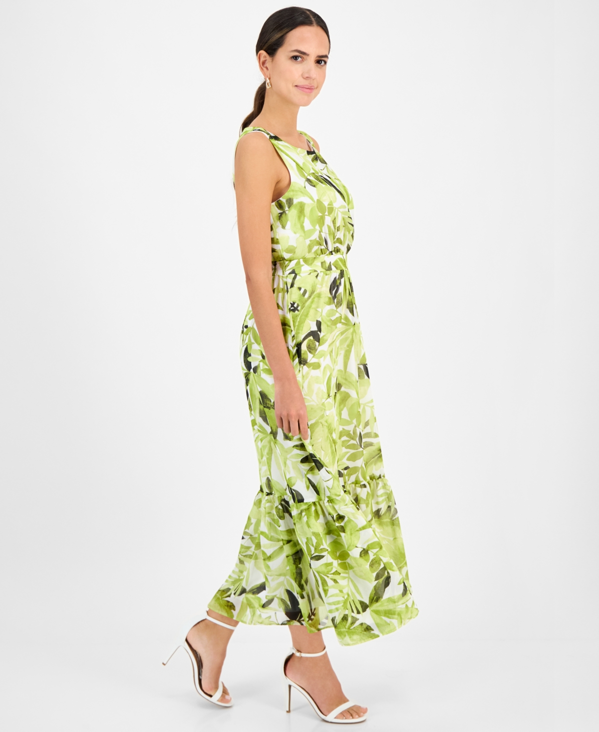 Kasper Women's Printed Sleeveless Midi Dress, Regular & Petite In Kiwi Multi