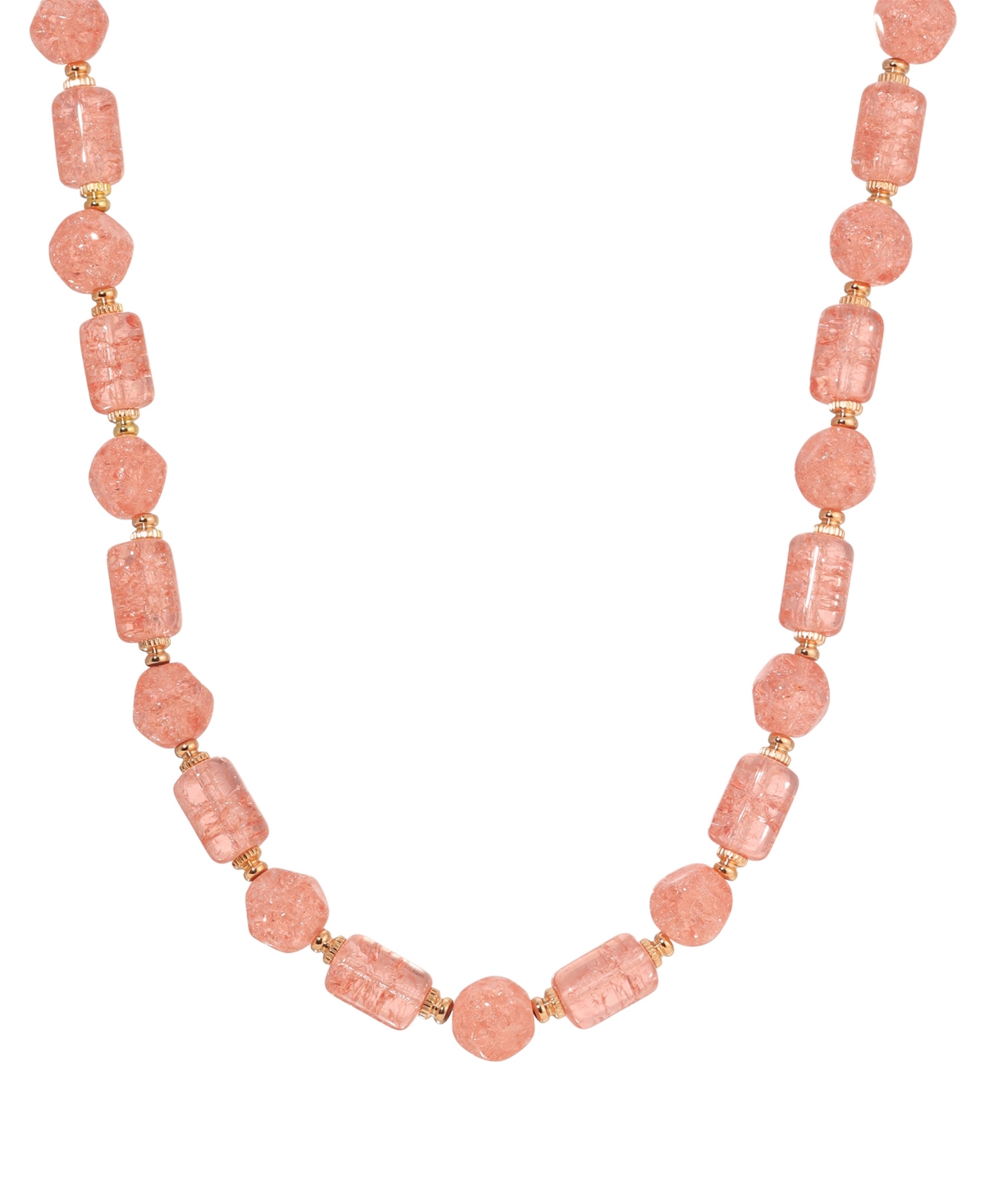 2028 Peach Cracked Glass Strand Necklace In Peach