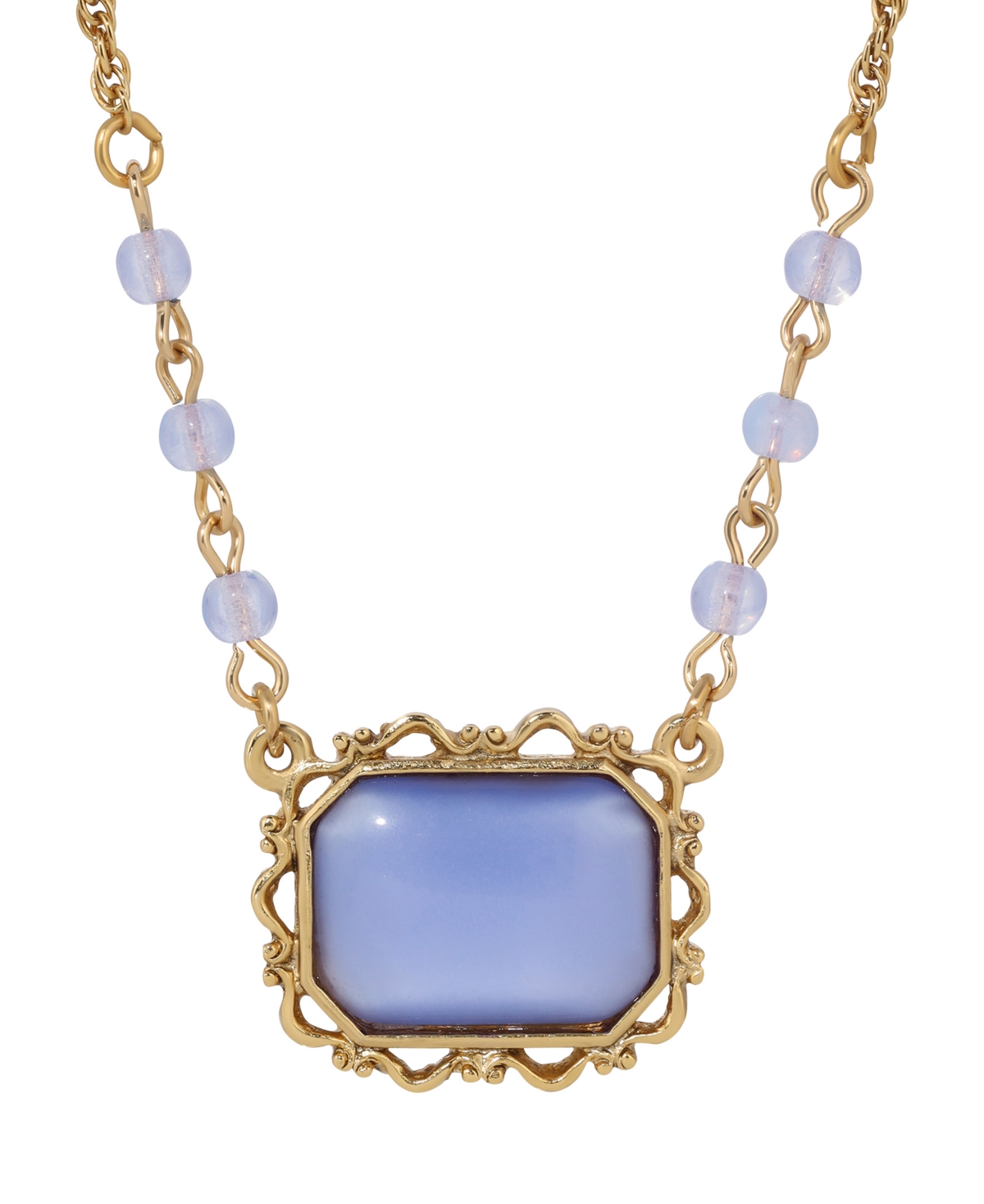 2028 Moonstone Acrylic Bead Pendant Necklace In Blue