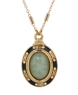 14K Gold Dipped Green Oval Necklace