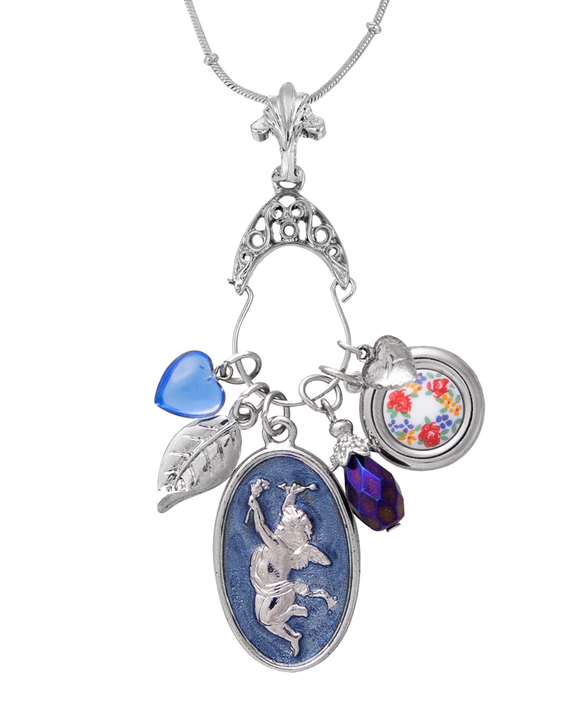 2028 BLUE ANGEL CHARM HOLDER NECKLACE