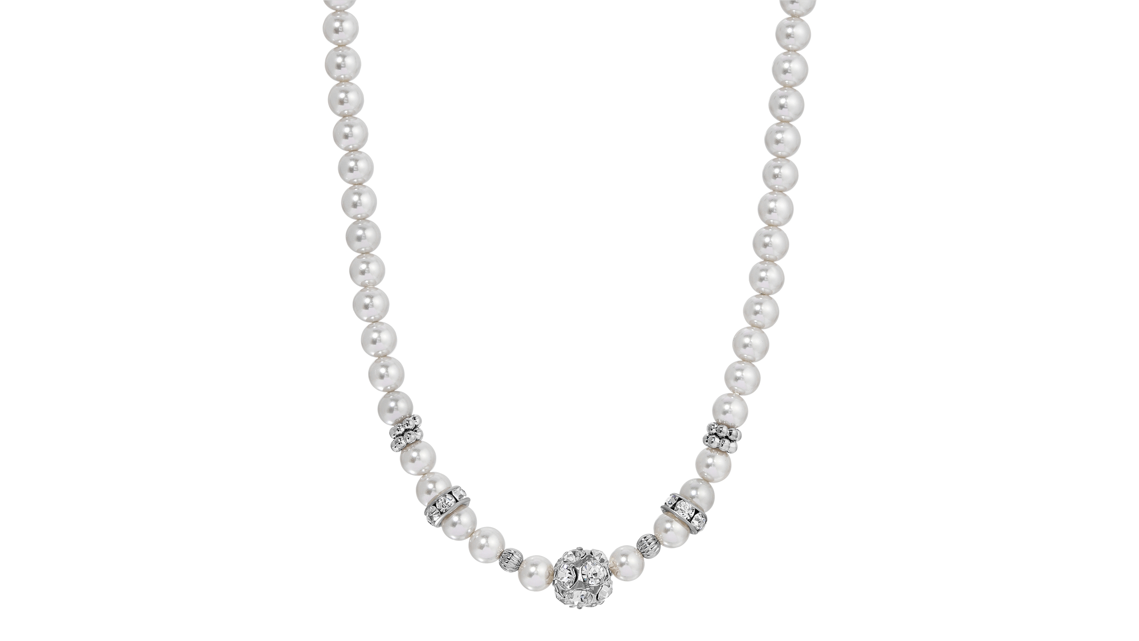 2028 Gray Faux Cultivated Pearl Glass Accent Strand Necklace