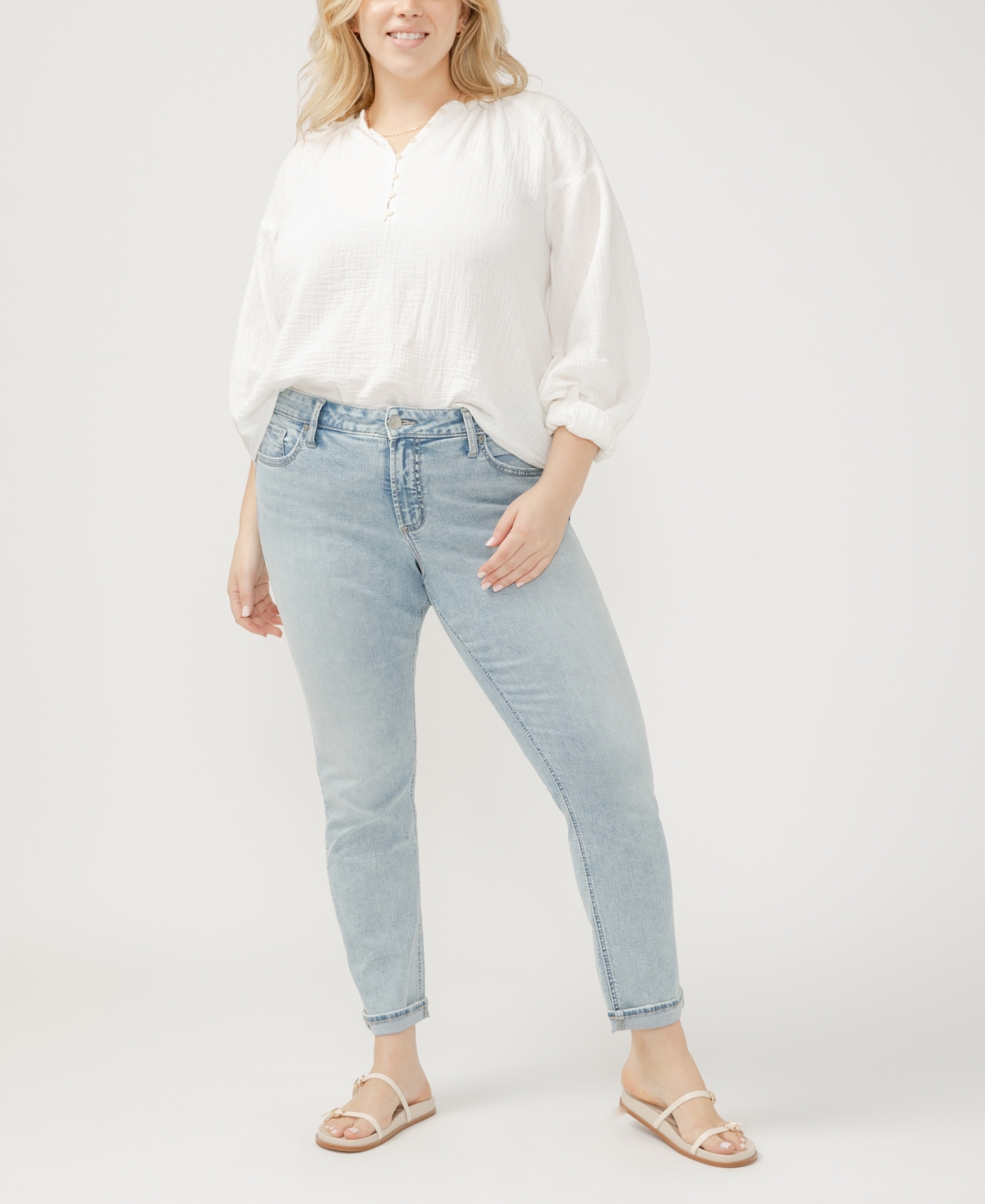 Silver Jeans Co. Plus Size Girlfriend Mid Rise Skinny Leg Jeans In Indigo