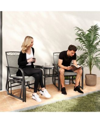 2-Person Outdoor Glider Chair with Table for Garden
