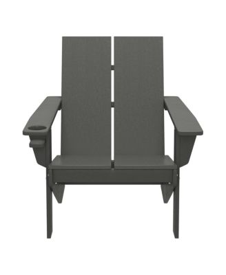 Outdoor HDPE Modern Adirondack Chair with Cup Holder
